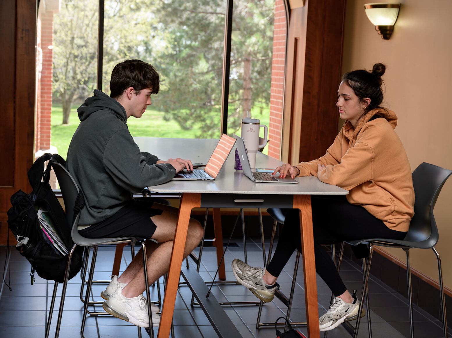 Students study in the main building.